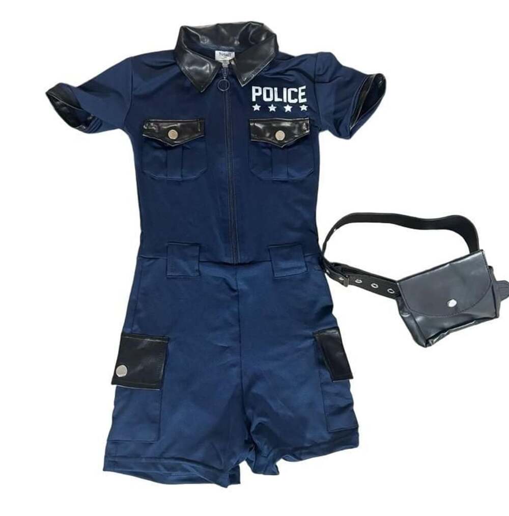 Spirit Police Costume Catsuit Size XXS Blue Short Sleeve Jumpsuit